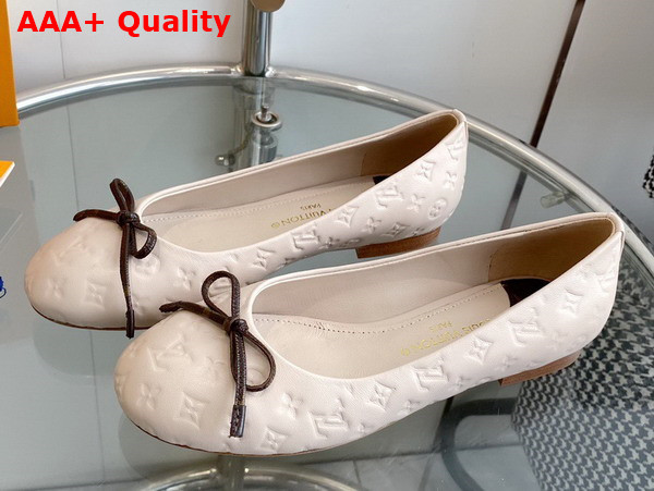 Louis Vuitton Nina Flat Ballerina in Beige Monogram Embossed Calf Leather 1ABHCW Replica