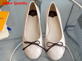 Louis Vuitton Nina Flat Ballerina in Beige Monogram Embossed Calf Leather 1ABHCW Replica