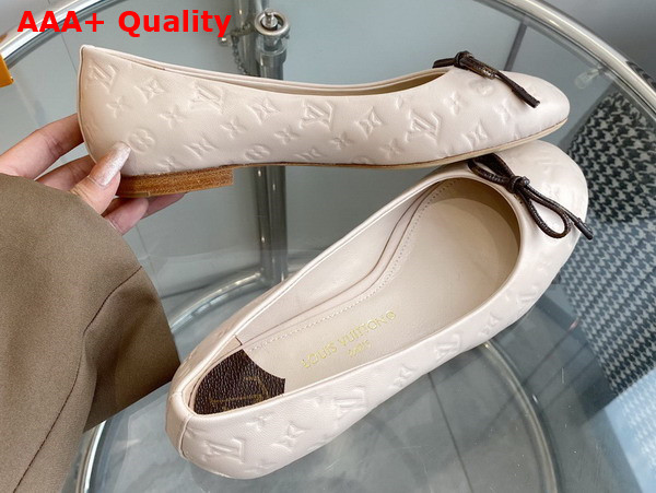 Louis Vuitton Nina Flat Ballerina in Beige Monogram Embossed Calf Leather 1ABHCW Replica