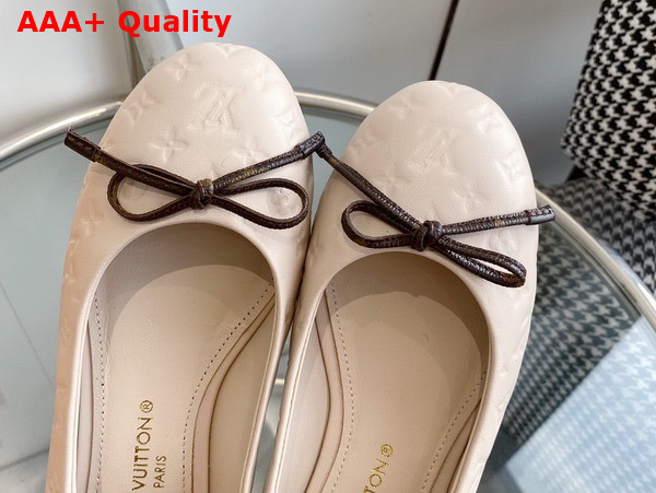 Louis Vuitton Nina Flat Ballerina in Beige Monogram Embossed Calf Leather 1ABHCW Replica