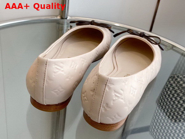 Louis Vuitton Nina Flat Ballerina in Beige Monogram Embossed Calf Leather 1ABHCW Replica