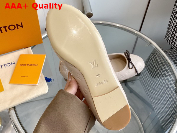 Louis Vuitton Nina Flat Ballerina in Beige Monogram Embossed Calf Leather 1ABHCW Replica