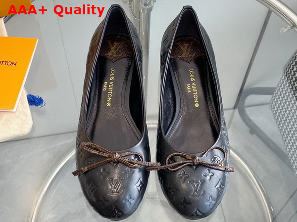 Louis Vuitton Nina Flat Ballerina in Black Monogram Embossed Calf Leather 1ABHB4 Replica