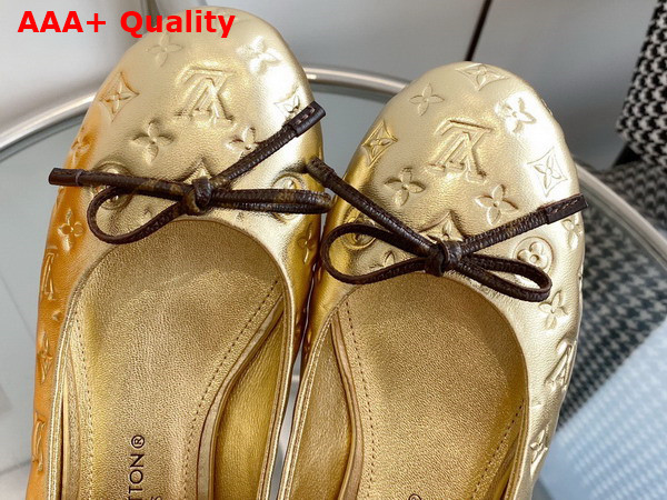 Louis Vuitton Nina Flat Ballerina in Gold Monogram Embossed Calf Leather Replica