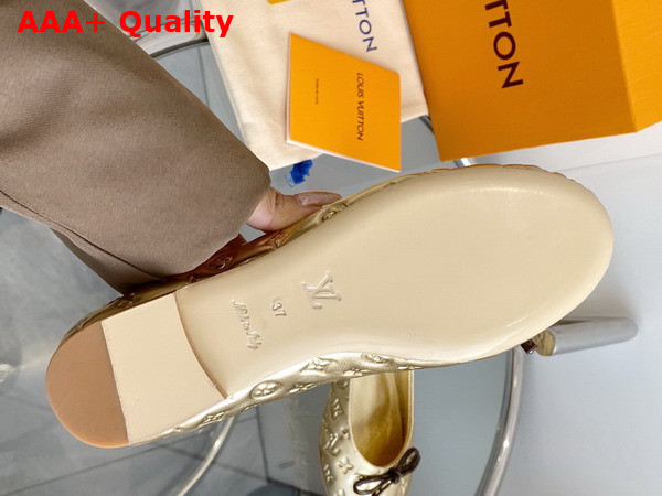 Louis Vuitton Nina Flat Ballerina in Gold Monogram Embossed Calf Leather Replica