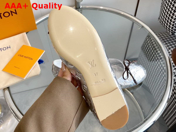 Louis Vuitton Nina Flat Ballerina in Silver Monogram Embossed Calf Leather Replica