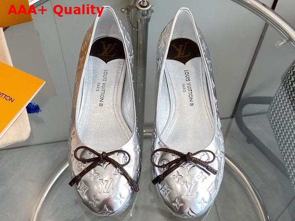 Louis Vuitton Nina Flat Ballerina in Silver Monogram Embossed Calf Leather Replica