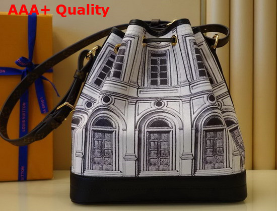 Louis Vuitton Noe MM Architettura Bucket Bag in Printed Matte Calfskin M59105 Replica