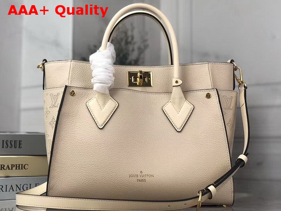 Louis Vuitton On My Side Greige Beige Twist Calfskin and Monogram Tufting on Nappa Softy Leather M55802 Replica