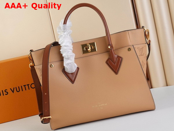 Louis Vuitton On My Side MM Tote Bag Arizona Beige Calf Leather and Perforated Calf Leather M20633 Replica