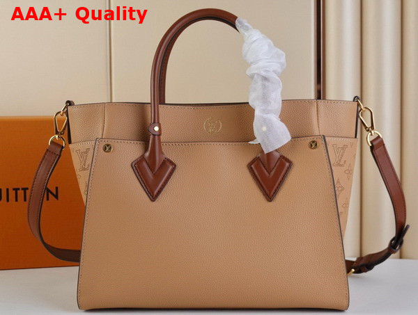 Louis Vuitton On My Side MM Tote Bag Arizona Beige Calf Leather and Perforated Calf Leather M20633 Replica