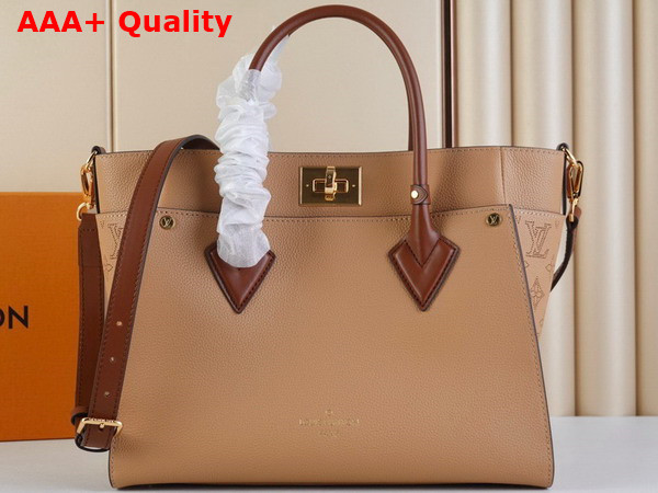 Louis Vuitton On My Side MM Tote Bag Arizona Beige Calf Leather and Perforated Calf Leather M20633 Replica