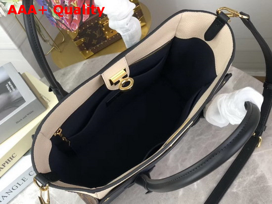 Louis Vuitton On My Side Navy Blue Black Creme Beige Calf Leather and Monogram Coated Canvas M55933 Replica