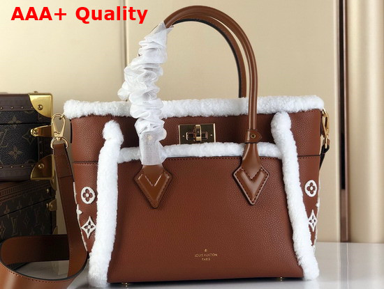 Louis Vuitton On My Side PM Handbag Caramel Grained Calf Leather and Shearling M58918 Replica