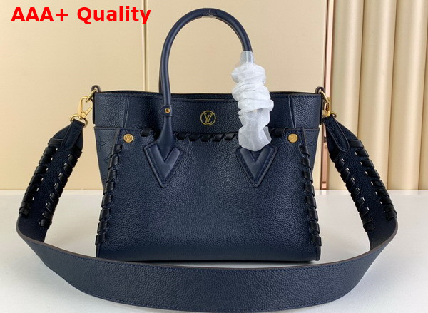 Louis Vuitton On My Side PM Handbag in Navy Blue Calf Leather and Perforated Calf Leather Replica