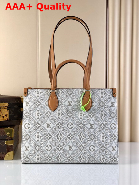 Louis Vuitton OnTheGo MM Tote Bag Ecru Caramel Since 1854 Jacquard Textile M59614 Replica