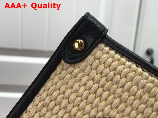 Louis Vuitton OnTheGo MM Tote Bag Monogram Raffia with Blue Leather Handles M57723 Replica