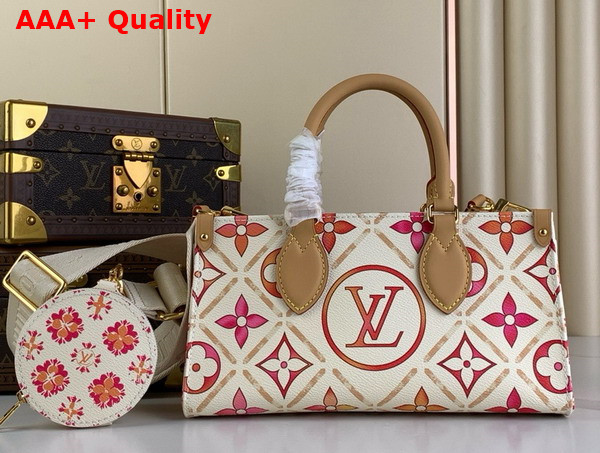 Louis Vuitton Onthego East West Handbag in Coral Monogram Tiles Coated Canvas M25318 Replica