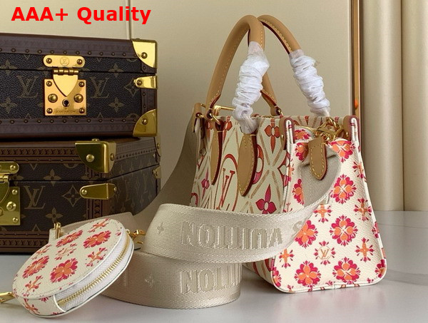 Louis Vuitton Onthego East West Handbag in Coral Monogram Tiles Coated Canvas M25318 Replica