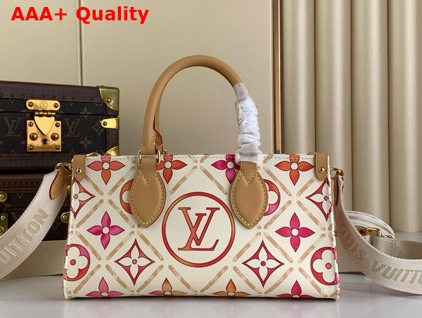 Louis Vuitton Onthego East West Handbag in Coral Monogram Tiles Coated Canvas M25318 Replica