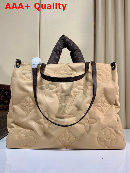 Louis Vuitton Onthego GM Tote Bag Beige Econyl Regenerated Nylon M59007 Replica