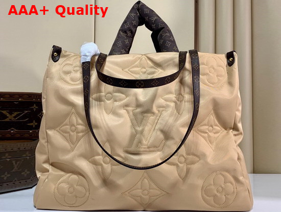 Louis Vuitton Onthego GM Tote Bag Beige Econyl Regenerated Nylon M59007 Replica