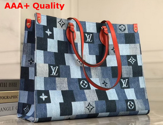 Louis Vuitton Onthego GM Tote Bag Monogram Denim Canvas with a Pattern of Patchwork Squares M44992 Replica