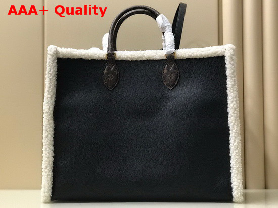 Louis Vuitton Onthego GM Tote in Grained Black Leather with Shearling Inserts M56958 Replica