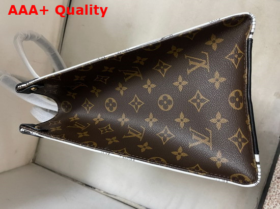 Louis Vuitton Onthego MM Architettura Tote Bag Black and White Printed Matte Calfskin M59264 Replica