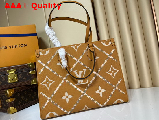 Louis Vuitton Onthego MM Arizona Embroidered Embossed Supple Grained Cowhide Leather M46015 Replica