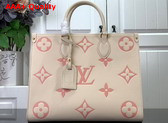 Louis Vuitton Onthego MM Bicolor Monogram Empreinte Leather Creme Rose Trianon M21575 Replica