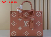 Louis Vuitton Onthego MM Monogram Empreinte Leather Rose Trianon Creme M46286 Replica