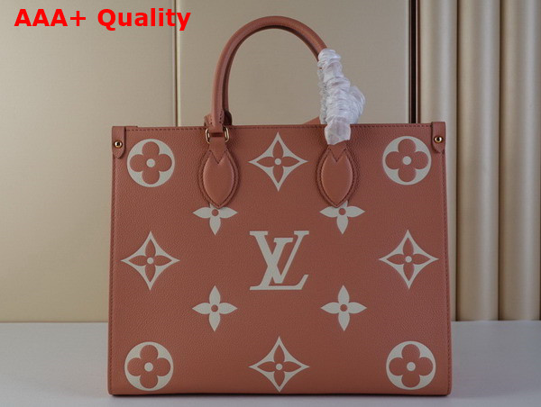 Louis Vuitton Onthego MM Monogram Empreinte Leather Rose Trianon Creme M46286 Replica