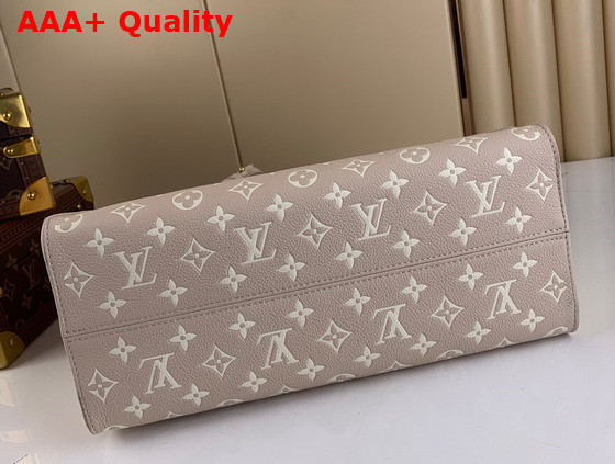 Louis Vuitton Onthego MM Tote Bag Beige Pink Yellow Printed and Embossed Grained Cowhide Leather M46128 Replica