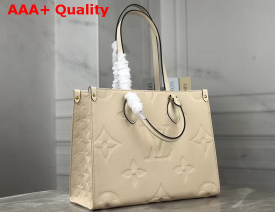 Louis Vuitton Onthego MM Tote Bag Cream Monogram Empreinte Leather Replica