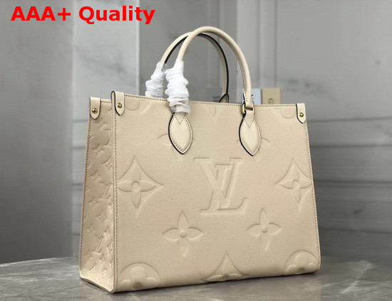 Louis Vuitton Onthego MM Tote Bag Cream Monogram Empreinte Leather Replica