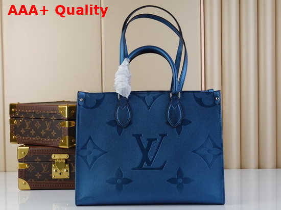 Louis Vuitton Onthego MM Tote Bag Navy Nacre Monogram Empreinte Leather Replica