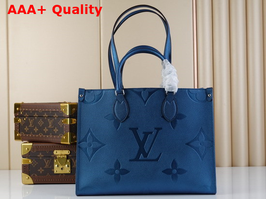 Louis Vuitton Onthego MM Tote Bag Navy Nacre Monogram Empreinte Leather Replica