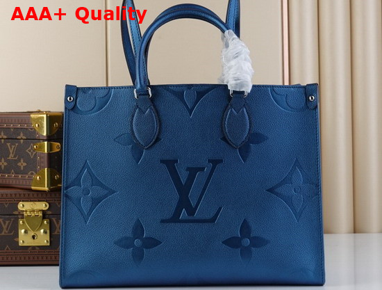 Louis Vuitton Onthego MM Tote Bag Navy Nacre Monogram Empreinte Leather Replica