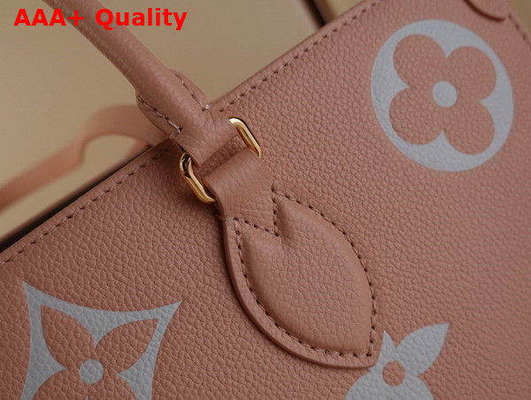 Louis Vuitton Onthego MM Tote Bag Rose Trianon Creme Bicolor Monogram Empreinte Leather M46286 Replica