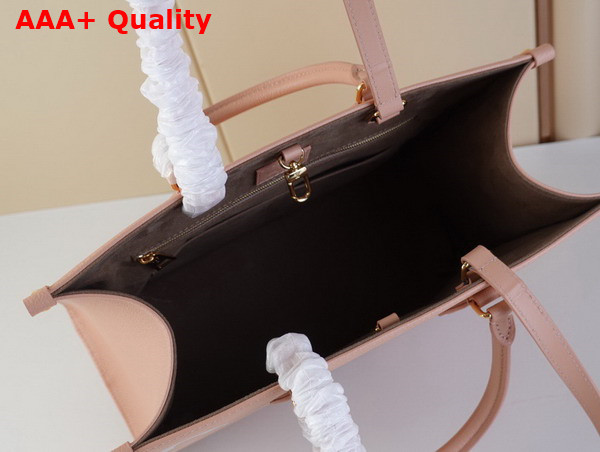 Louis Vuitton Onthego MM Tote Bag Rose Trianon Creme Bicolor Monogram Empreinte Leather M46286 Replica