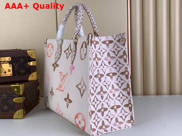 Louis Vuitton Onthego MM Tote Bag in Beige Monogram Coated Canvas M22975 Replica