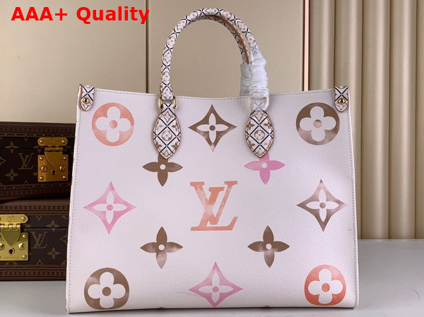 Louis Vuitton Onthego MM Tote Bag in Beige Monogram Coated Canvas M22975 Replica