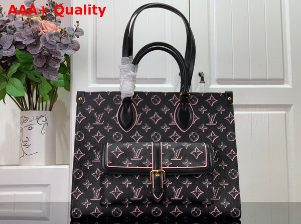 Louis Vuitton Onthego MM Tote Bag in Black Monogram Coated Canvas M46154 Replica