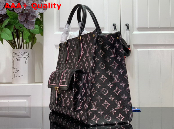 Louis Vuitton Onthego MM Tote Bag in Black Monogram Coated Canvas M46154 Replica