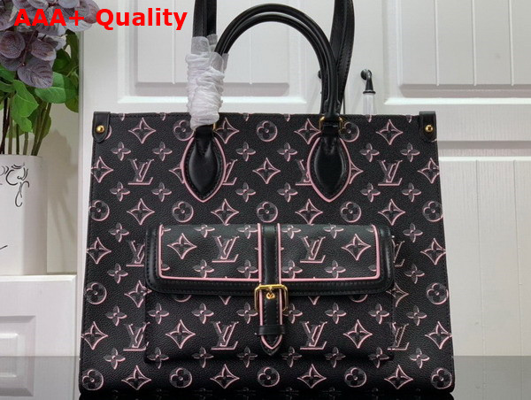 Louis Vuitton Onthego MM Tote Bag in Black Monogram Coated Canvas M46154 Replica