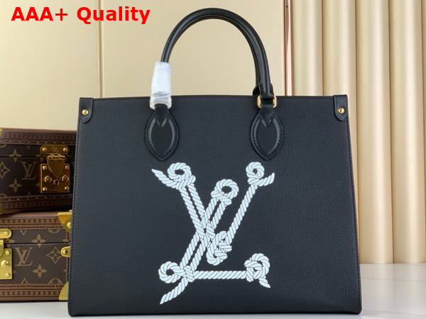 Louis Vuitton Onthego MM Tote Bag in Navy Blue Grained Calfskin Nautical Collection M24834 Replica