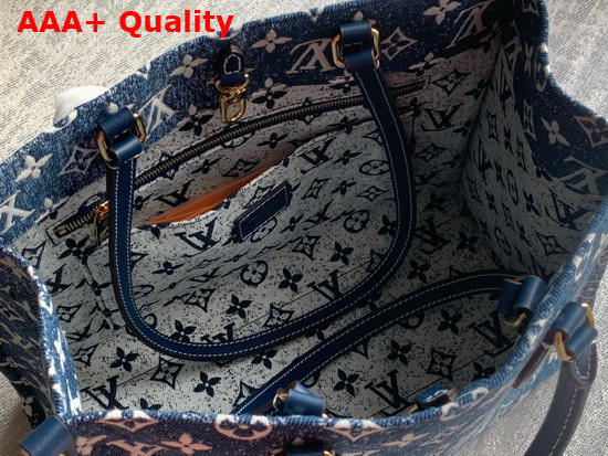 Louis Vuitton Onthego MM Tote Bag in Navy Blue Monogram Jacquard Denim Replica