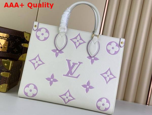 Louis Vuitton Onthego MM Tote Latte Bubble Tea Bicolor Monogram Empreinte Leather M23937 Replica