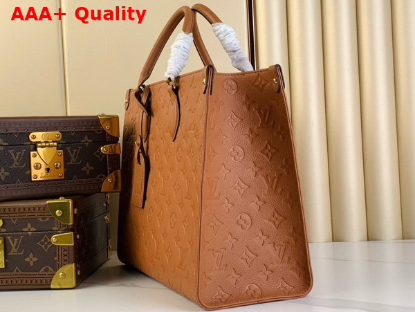 Louis Vuitton Onthego MM Tote in Cognac Monogram Empreinte Leather Replica